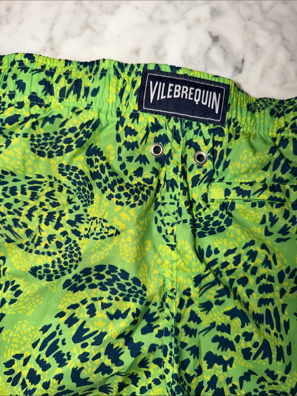 Vilebrequin Green and Navy Leopard-Print Kids Swim Trunks 8Y